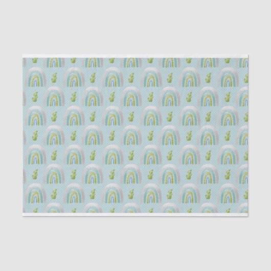 TURQUOISE GREEN GRAY RAINBOWS TISSUEPAPIER (Voorkant)