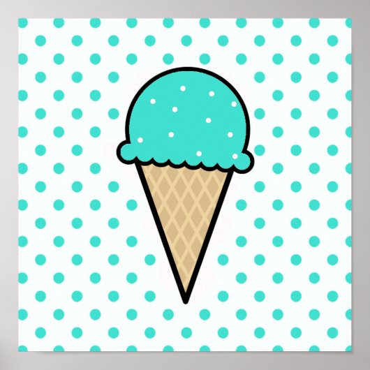 Turquoise Green Ice Cream Cone Poster (Voorkant)