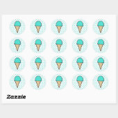 Turquoise Green Ice Cream Cone Ronde Sticker (Vel)