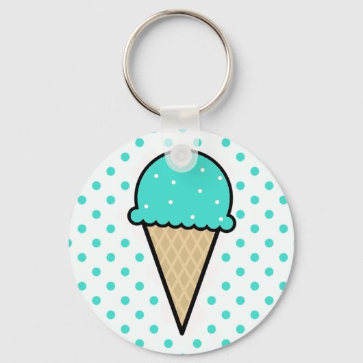 Turquoise Green Ice Cream Cone Sleutelhanger (Voorkant)