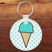 Turquoise Green Ice Cream Cone Sleutelhanger (Voorkant)
