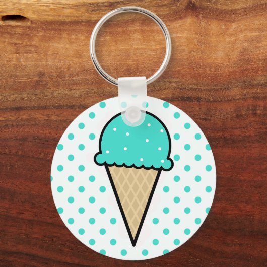 Turquoise Green Ice Cream Cone Sleutelhanger (Voorkant)