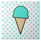 Turquoise Green Ice Cream Cone Tegeltje (Voorkant)