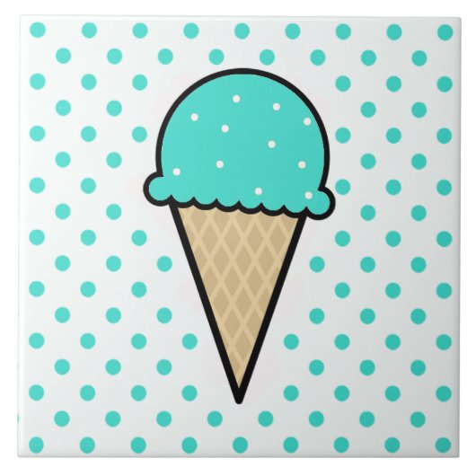 Turquoise Green Ice Cream Cone Tegeltje (Voorkant)