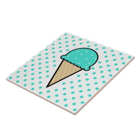 Turquoise Green Ice Cream Cone Tegeltje (Zijkant)