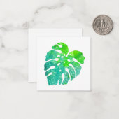Turquoise Green Monstera Leaf Notitiekaartje (Voorkant / Achterkant in situ)