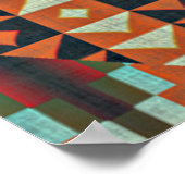 Turquoise Green Oranje Red Etnic Mosaic Poster (Hoek)