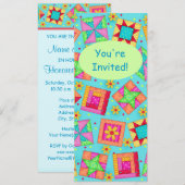 Turquoise Green Patchwork Quilt Block Art Kaart (Voorkant / Achterkant)