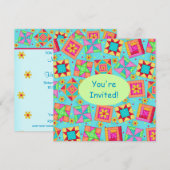 Turquoise Green Patchwork Quilt Block Art Kaart (Voorkant / Achterkant)