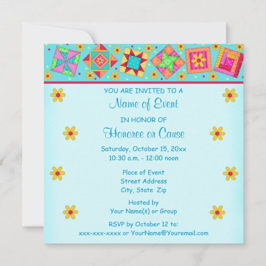 Turquoise Green Patchwork Quilt Block Art Kaart (Achterkant)