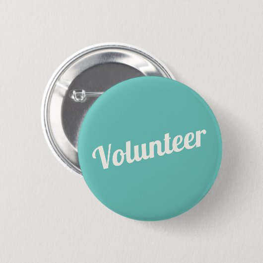 Turquoise Green Pin-back Volunteer Buttonnen Ronde Button 5,7 Cm (Voorkant /achterkant)