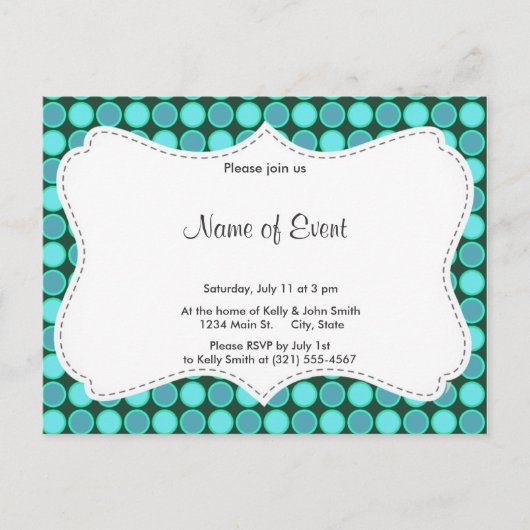 Turquoise & Green Polka Dots Uitnodiging Briefkaart (Voorkant)
