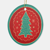 Turquoise Green Red Gold-kerstboom Keramisch Ornament (Links)