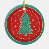 Turquoise Green Red Gold-kerstboom Keramisch Ornament (Achterkant)