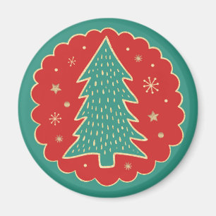 Turquoise Green Red Gold-kerstboom Magneet