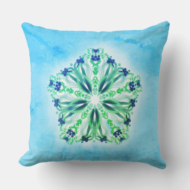 *~* Turquoise Green & Star Mandala Kussen (Voorkant)
