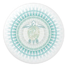 Turquoise Green Turtle and Mandala Nautical