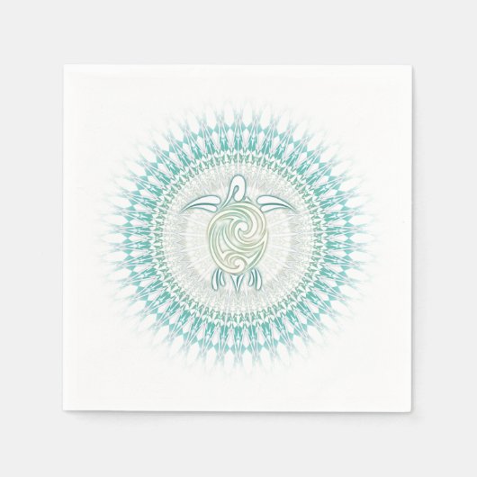 Turquoise Green Turtle Mandala Coastal Servetten (Voorkant)