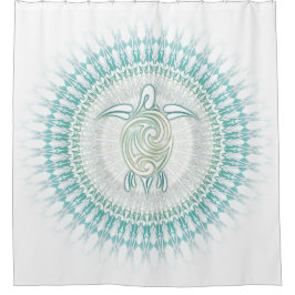 Turquoise Green Turtle Mandala Douchegordijn