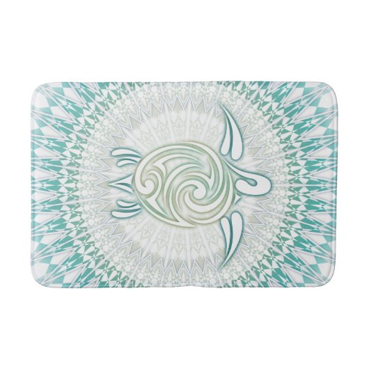 Turquoise Green Turtle Mandala kustvaart Badmat (Voorkant)