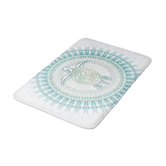Turquoise Green Turtle Mandala Maritime Badmat (Gekanteld)