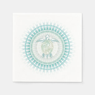 Turquoise Green Turtle Mandala Servetten