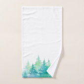 Turquoise Green Waterverf Evergreen Trees Bad Handdoek (Handdoek)