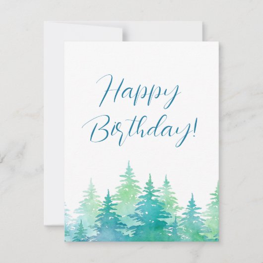 Turquoise Green Waterverf Evergreen Trees Kaart (Voorkant)