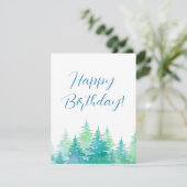 Turquoise Green Waterverf Evergreen Trees Kaart (Staand voorkant)