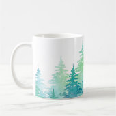 Turquoise Green Waterverf Evergreen Trees Koffiemok (Links)