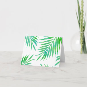 Turquoise Green Waterverf Palm Fronds Notitiekaartje