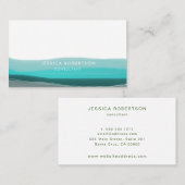 Turquoise Green Waterverf Waves Visitekaartje (Voorkant / Achterkant)