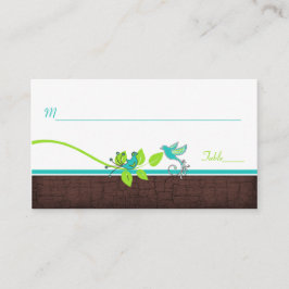 Turquoise, Green, White, Brown Birds Place Cards Plaatskaartje