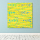 Turquoise Green Yellow Modern Geometric Abstract Canvas Afdruk (Insitu (Houten vloer))