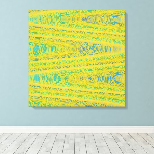 Turquoise Green Yellow Modern Geometric Abstract Canvas Afdruk (Insitu (Houten vloer))
