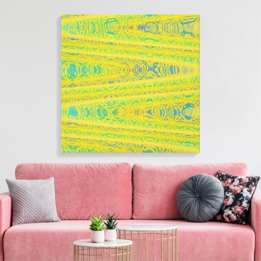 Turquoise Green Yellow Modern Geometric Abstract Canvas Afdruk (Insitu (Woonkamer))