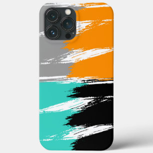 Turquoise Grey Black Oranje Brush Stroke Paint Case-Mate iPhone Case