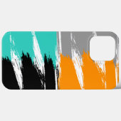 Turquoise Grey Black Oranje Brush Stroke Paint Case-Mate iPhone Case (Achterkant (horizontaal))
