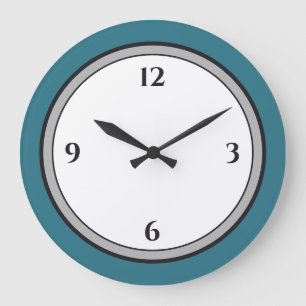Turquoise Grey Black & White Minimalist Grote Klok