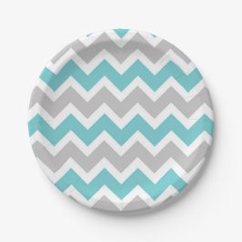 Turquoise Grey Chevron baby shower bruidsfeest Papieren Bordje