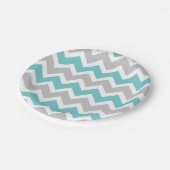Turquoise Grey Chevron baby shower bruidsfeest Papieren Bordje (Gekanteld)