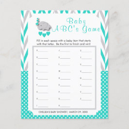 Turquoise & Grey Elephant Baby shower - ABC's Flyer
