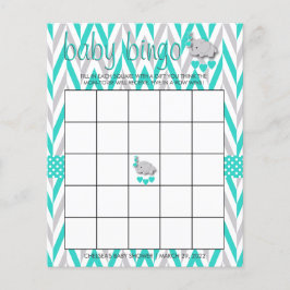 Turquoise & Grey Elephant Baby shower - Bingo Flyer