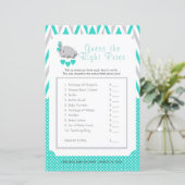 Turquoise & Grey Elephant Baby shower - Prijs (Staand voorkant)
