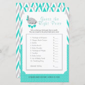 Turquoise & Grey Elephant Baby shower - Prijs (Voorkant / Achterkant)