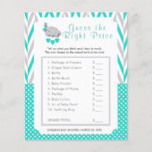 Turquoise & Grey Elephant Baby shower - Prijs Flyer (Voorkant)