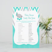 Turquoise & Grey Elephant Baby shower - Snoep (Staand voorkant)