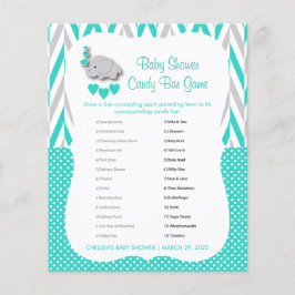 Turquoise & Grey Elephant Baby shower - Snoep Bar Flyer