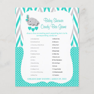 Turquoise & Grey Elephant Baby shower - Snoep Bar Flyer