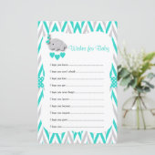 Turquoise & Grey Elephant Baby shower - Vernissen (Staand voorkant)